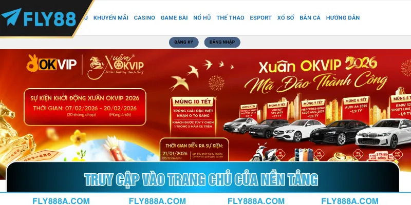 Truy cập vào trang chủ của nền tảng